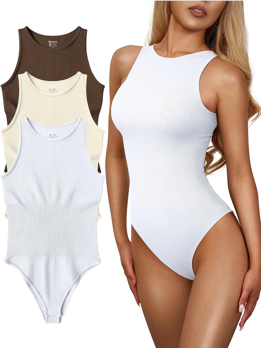 NWOT OQQ Women's 4 Piece Bodysuits Set Size M